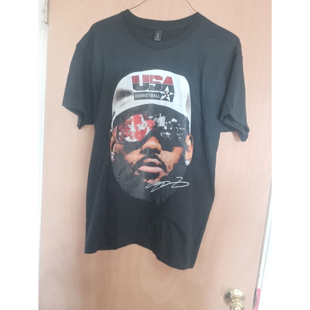 LeBron James Shirt USA Basketball Sunglasses Graphic Men’s Black Top - Large